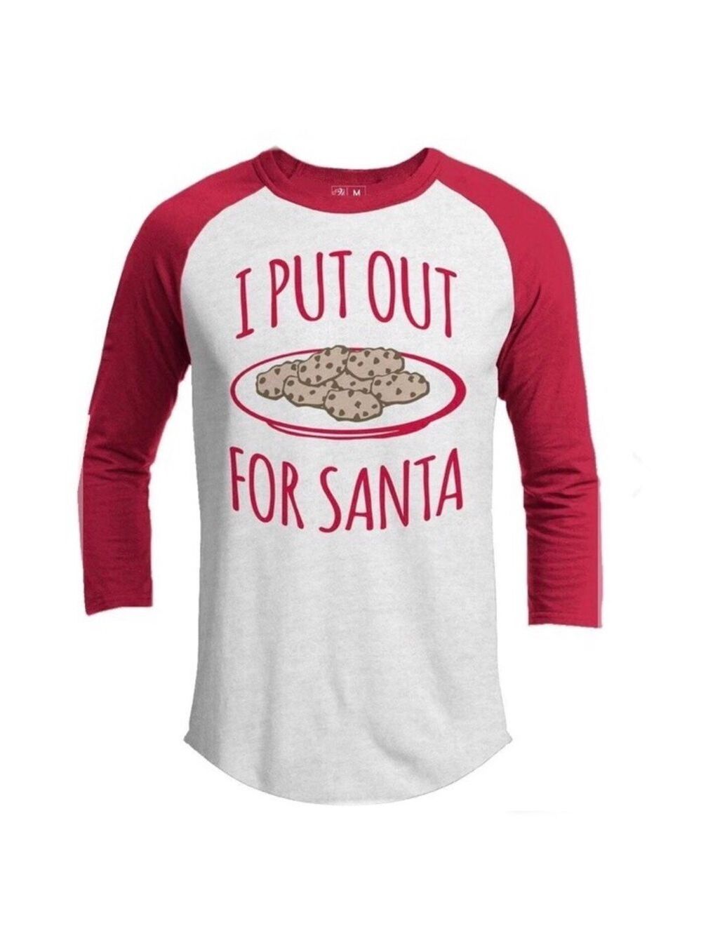 “I Put Out (Cookies) For Santa” Baseball Shirt - Size L/XL